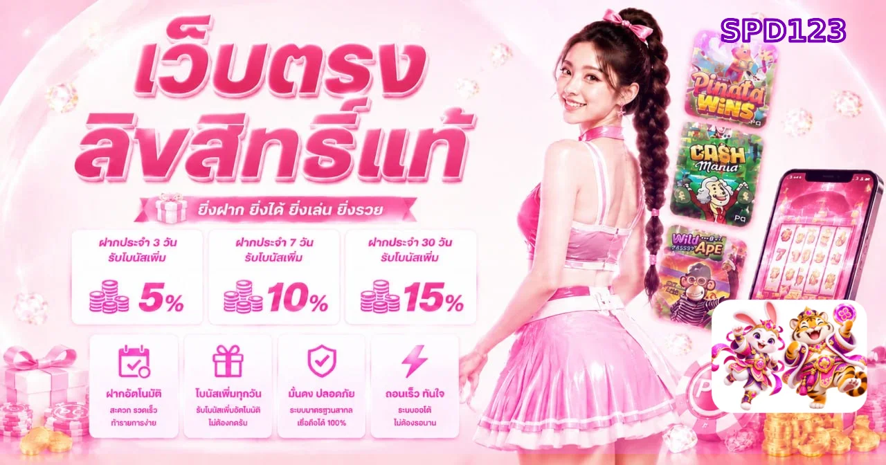 แบนเนอร์ SPD123 สล็อต พร้อมตัวอย่างเกมและสิทธิประโยชน์